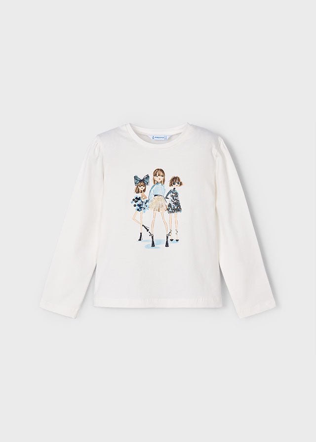 4011 Mayoral Long Sleeve Girl Print T-Shirt