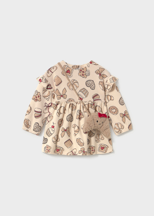 Mayoral Printed Soft Dress with cute bag accessory 2936