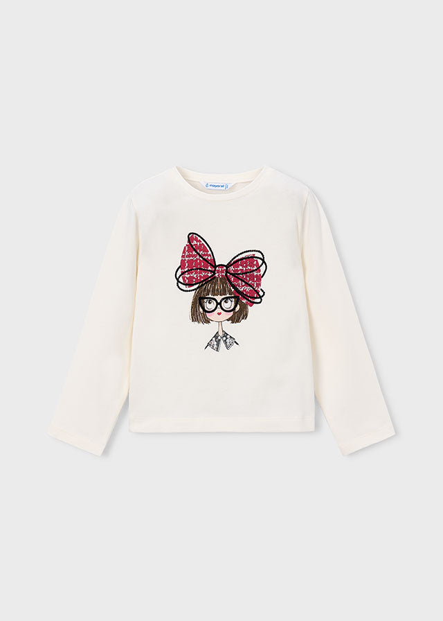 4034 Mayoral Long Sleeve Large Bow Detail Top