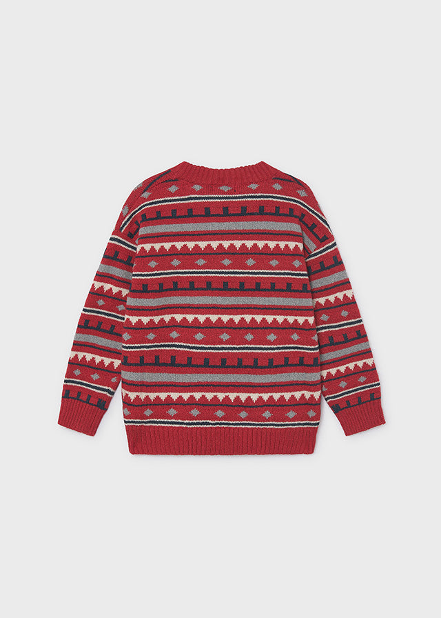 4308 Knitted Jacquard Jumper Red | Mayoral Boys Jumper