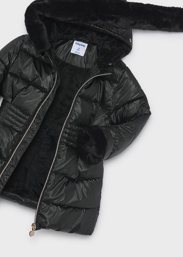 4422 Mayoral Quilted Faux Fur Hood Jacket