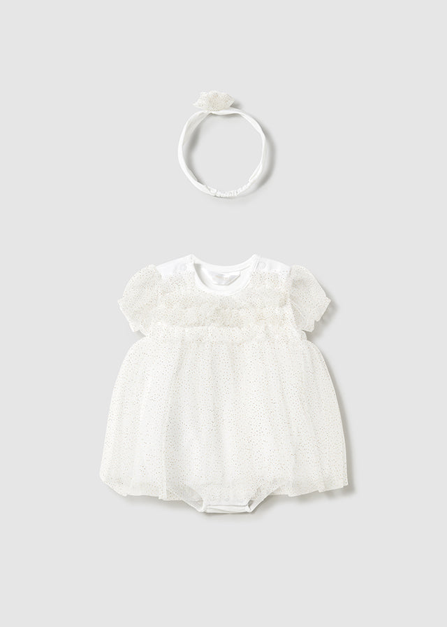 1659 Mayoral Tulle Dress Romper with Hairband