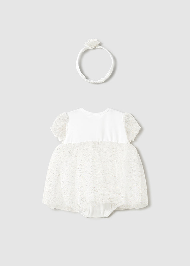 1659 Mayoral Tulle Dress Romper with Hairband