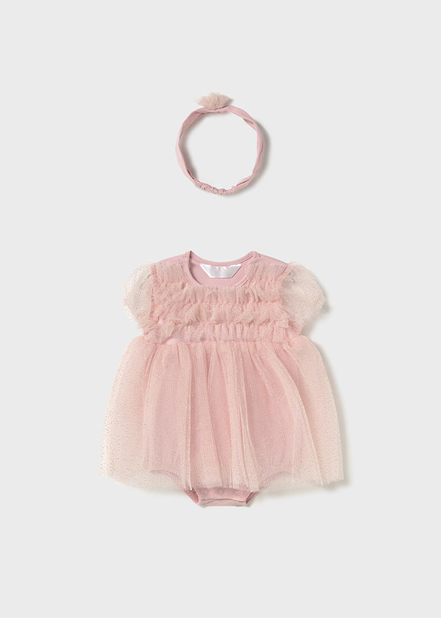 1659 Mayoral Tulle Dress Romper with Hairband