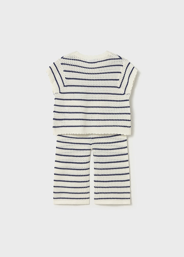 1516 Mayoral 2 Piece Heart Striped Trouser Set