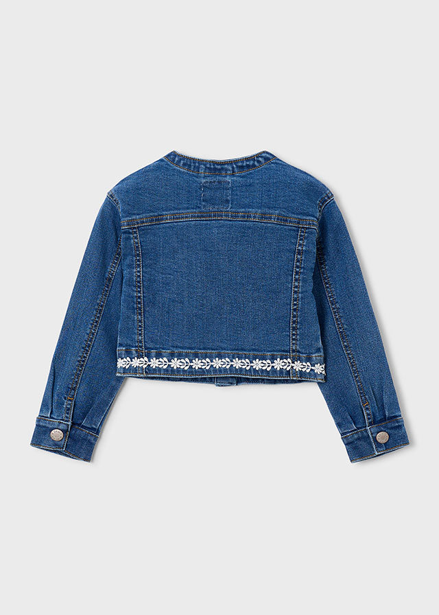 3453 Mayoral Lace Detail Denim Jacket