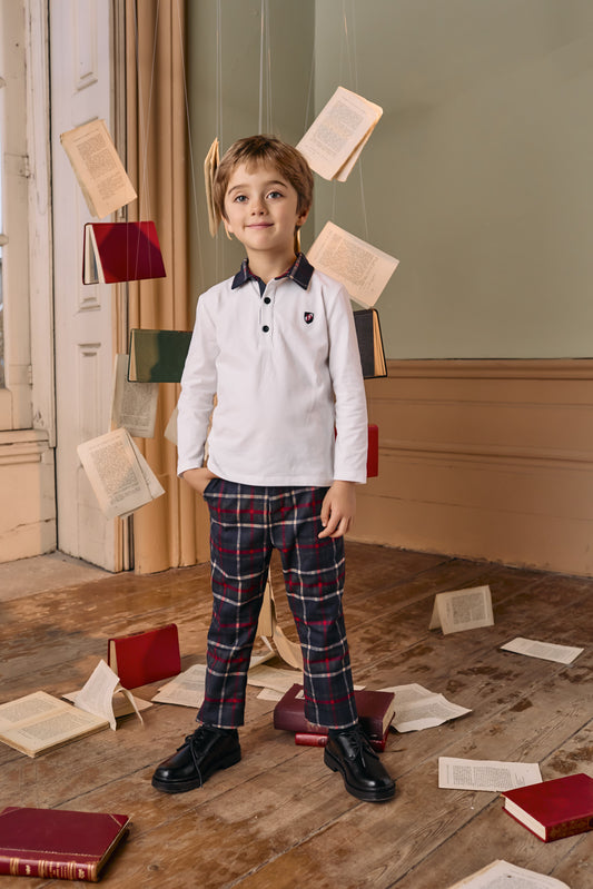 PAP33368 Patachou Tartan Polo