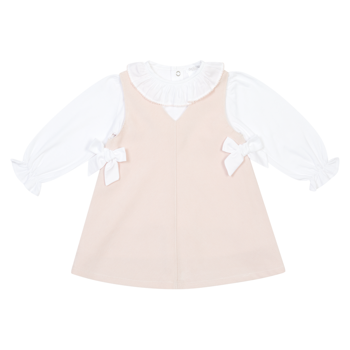 Deolinda 2 Piece Pinafore Set | Baby Girl Pink Outfit | Little VIPS 126634