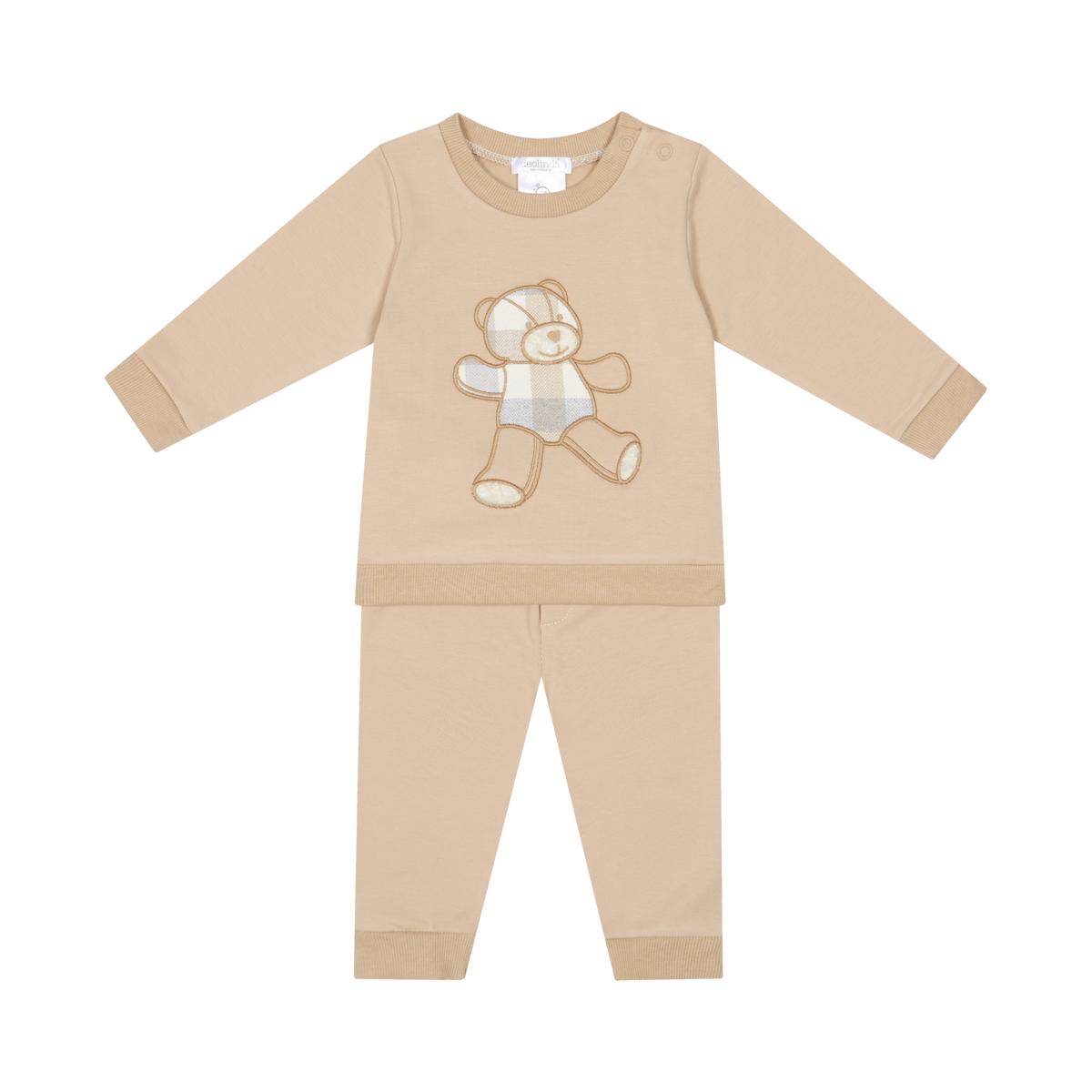 Deolinda Teddy Applique Tracksuit | Baby Boys Beige Set | Little VIPS 126903