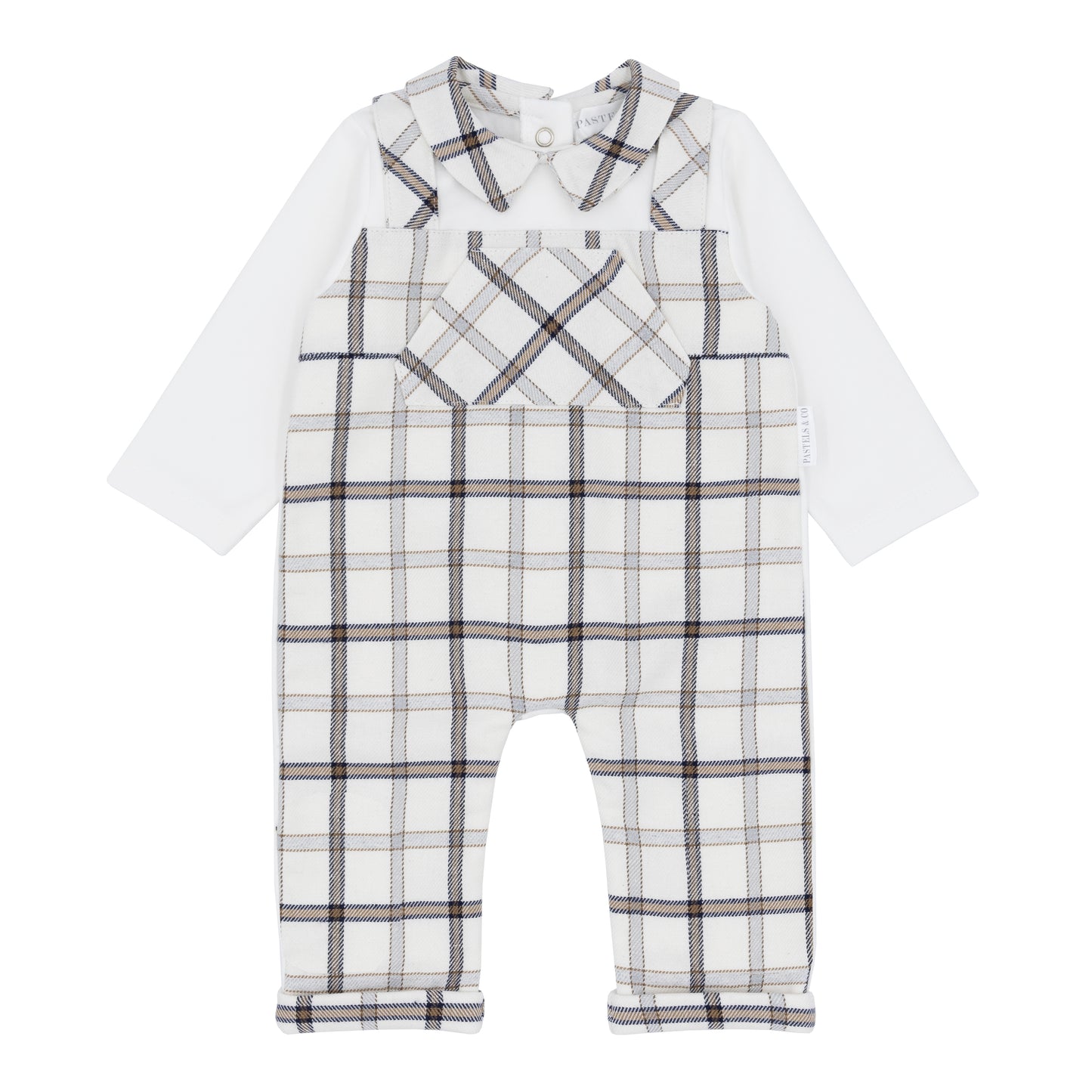 PA302B Pastels Checked Dungaree Set