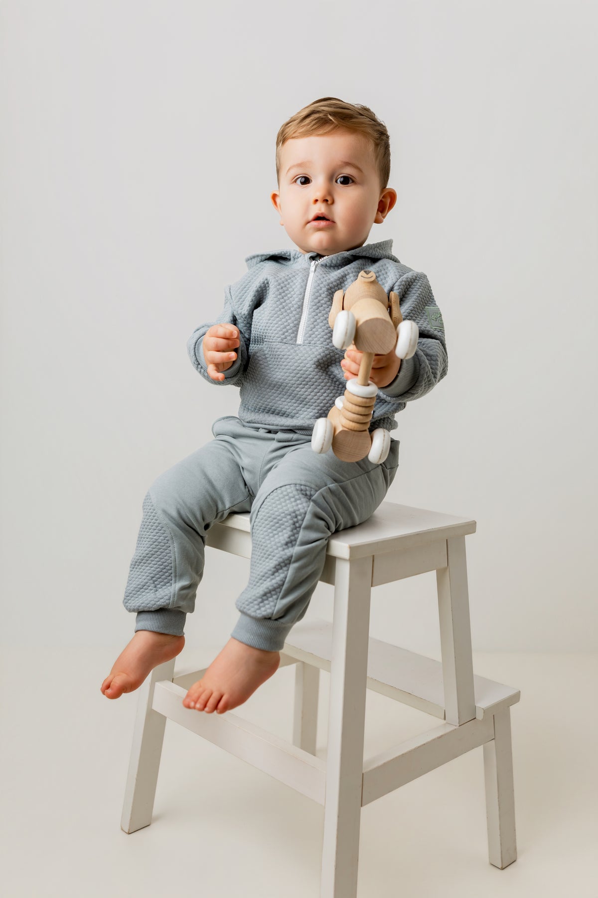 Pastels Arran Boys Textured Hooded Set 1004D | Designer 2 Piece Outfit