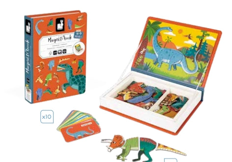 J02590 Janod Magnetic Dinosaurs Book