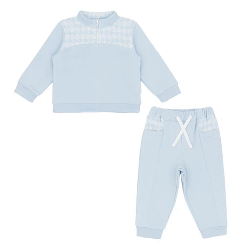 Pastels & Co. - Luke Dog Tooth Check Jogging Set 1001E | Grey Designer Tracksuit