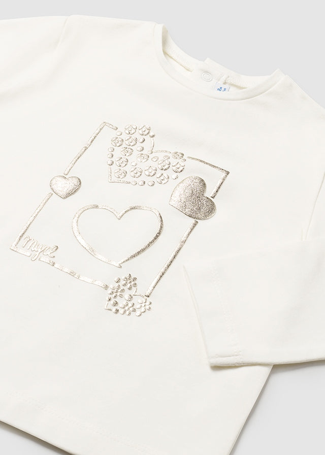 116 Mayoral Long Sleeve Gold Heart T-Shirt-littlevips-littlevips