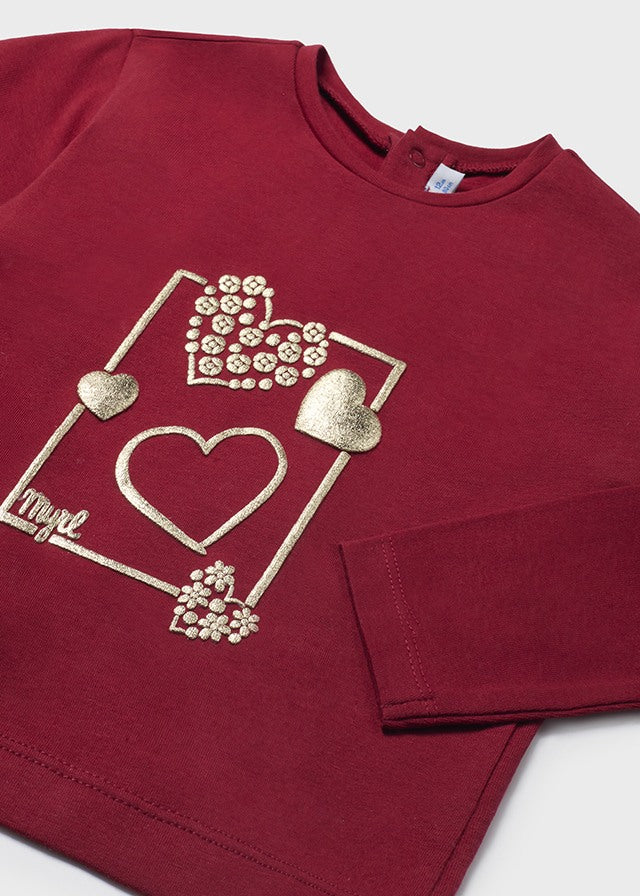 116 Mayoral Long Sleeve Gold Heart T-Shirt-littlevips-littlevips