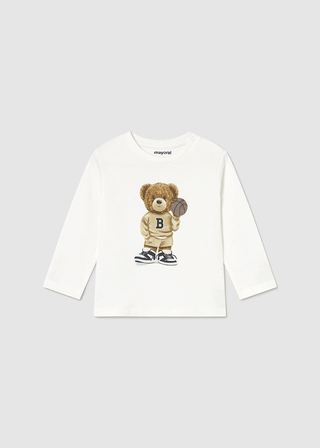 2058 Mayoral Long Sleeve Teddy Print T-Shirt