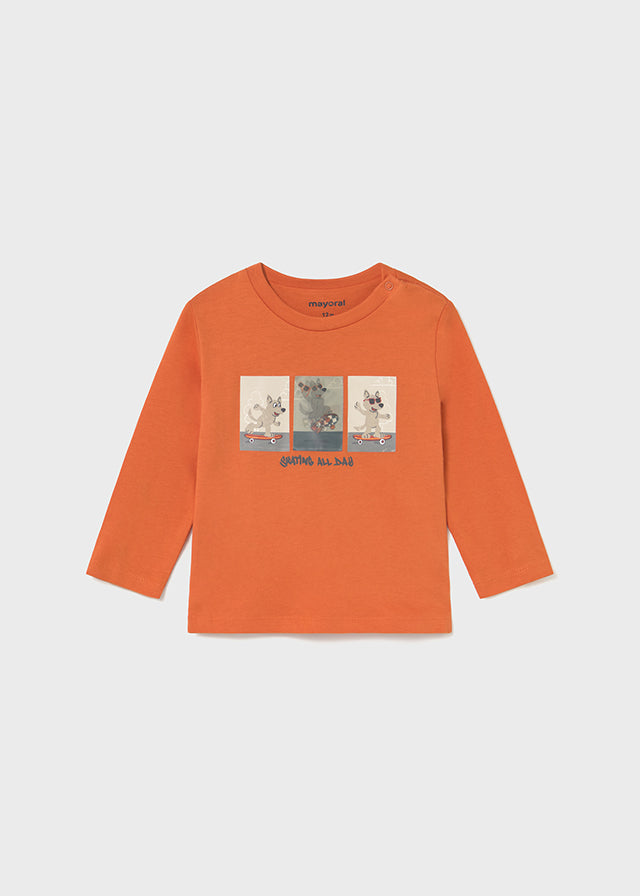 2063 Mayoral Cool Dog Print Long Sleeved T-Shirt