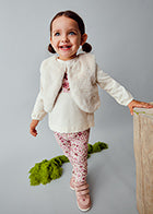 2739 Mayoral 3 Piece Legging Set with Faux Fur Gilet