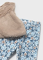 2739 Mayoral 3 Piece Legging Set with Faux Fur Gilet