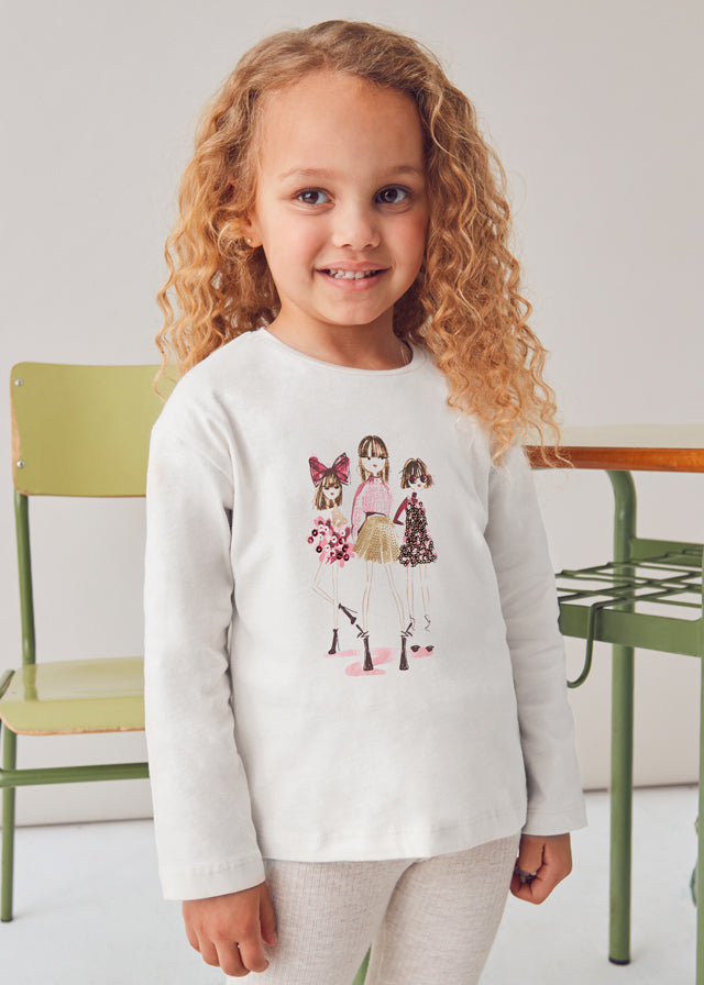4011 Mayoral Long Sleeve Girl Print T-Shirt