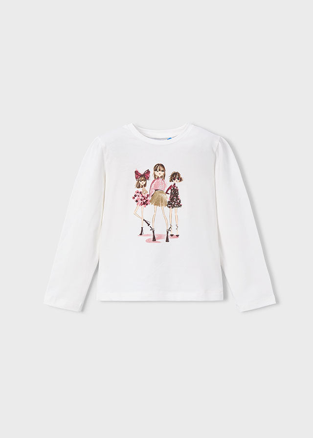 4011 Mayoral Long Sleeve Girl Print T-Shirt