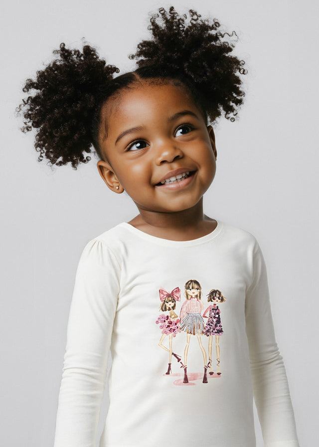 4011 Mayoral Long Sleeve Girl Print T-Shirt