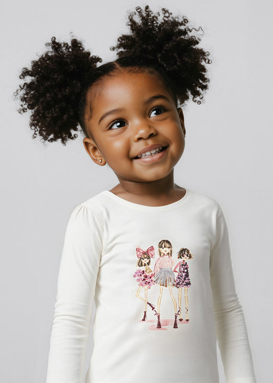 4011 Mayoral Long Sleeve Girl Print T-Shirt