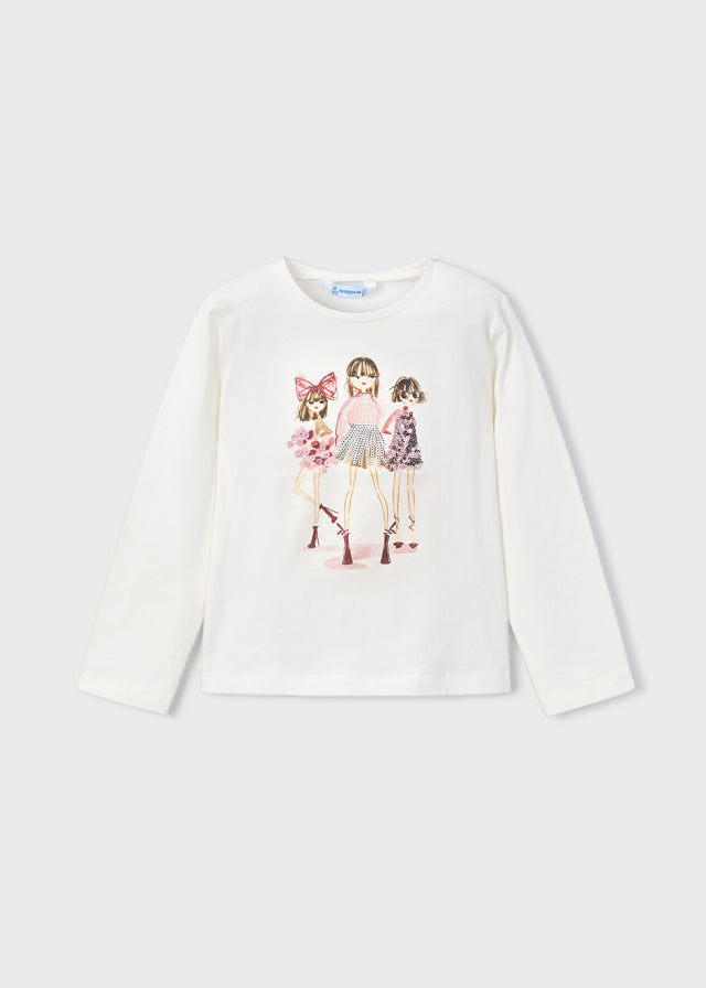 4011 Mayoral Long Sleeve Girl Print T-Shirt