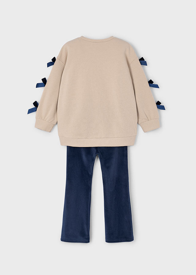 4725 Mayoral Velour Bow Legging Set