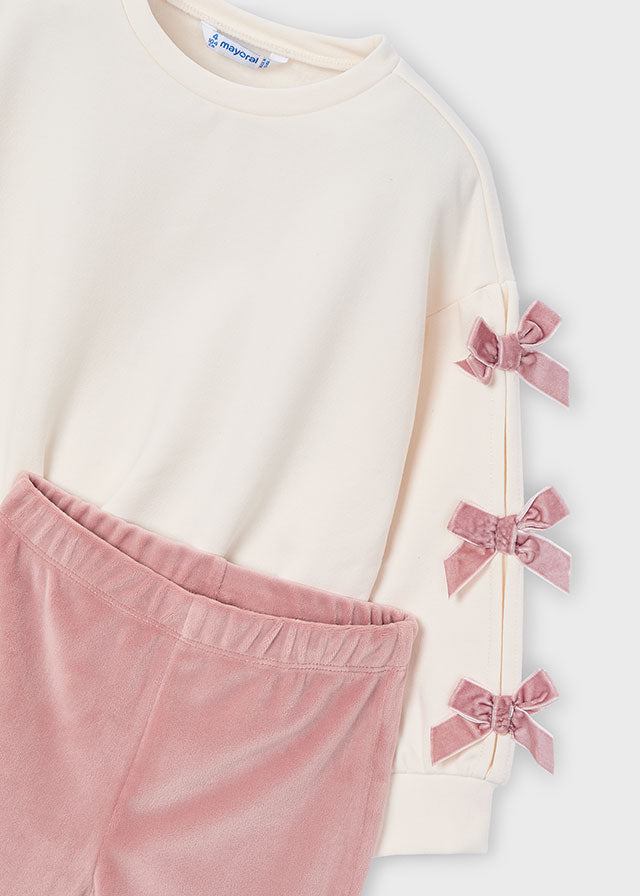 4725 Mayoral Velour Bow Legging Set
