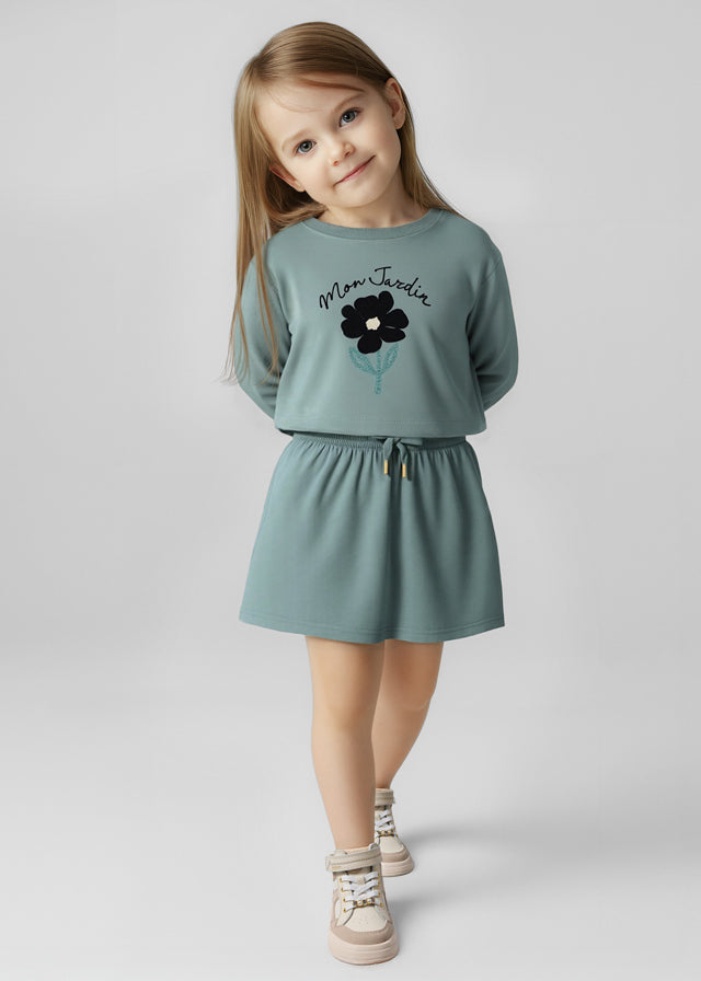 4927 Mayoral 2 Piece Flower Sweatshirt Dress