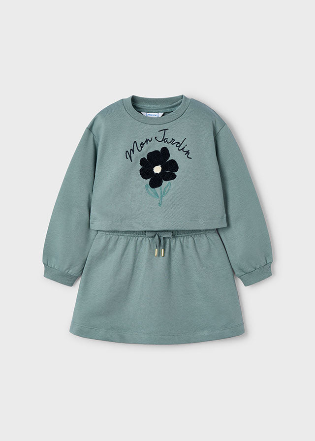 4927 Mayoral 2 Piece Flower Sweatshirt Dress