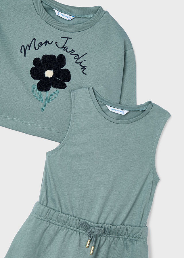 4927 Mayoral 2 Piece Flower Sweatshirt Dress