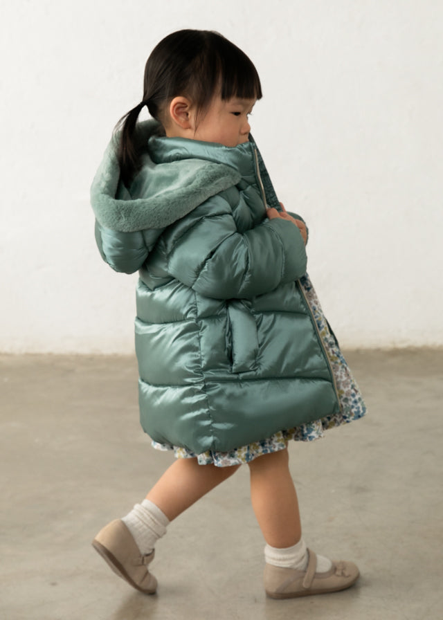 Mayoral Quilted Coat Faux Fur trim 2440