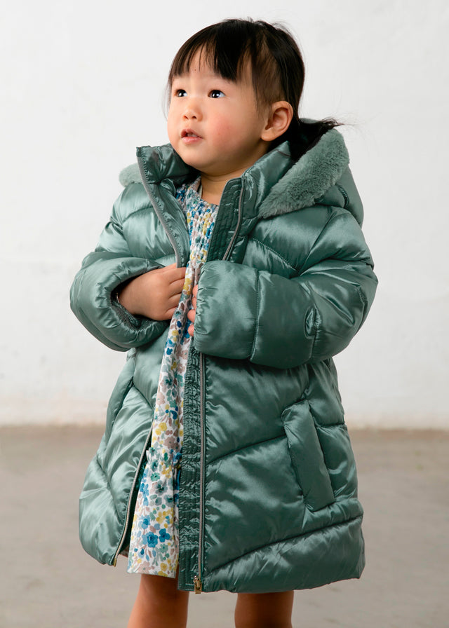 Mayoral Quilted Coat Faux Fur trim 2440