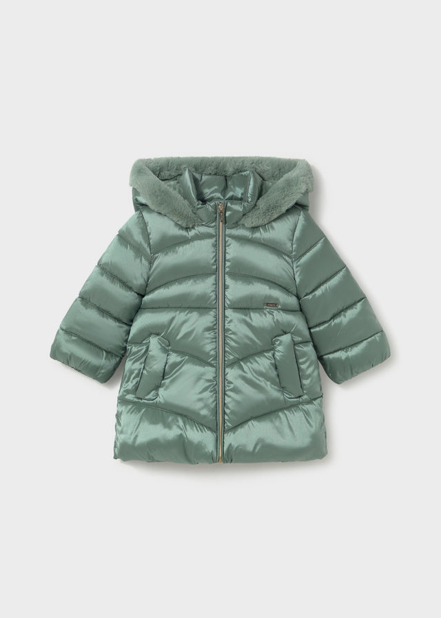 Mayoral Quilted Coat Faux Fur trim 2440