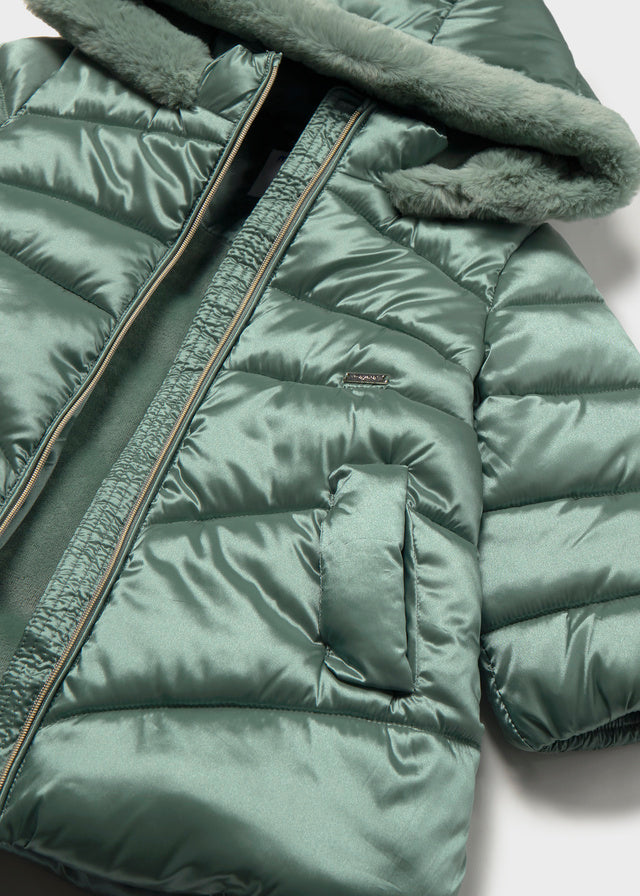 Mayoral Quilted Coat Faux Fur trim 2440