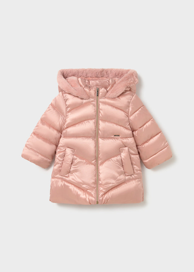 Mayoral Quilted Coat Faux Fur trim 2440