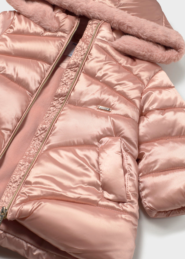 Mayoral Quilted Coat Faux Fur trim 2440