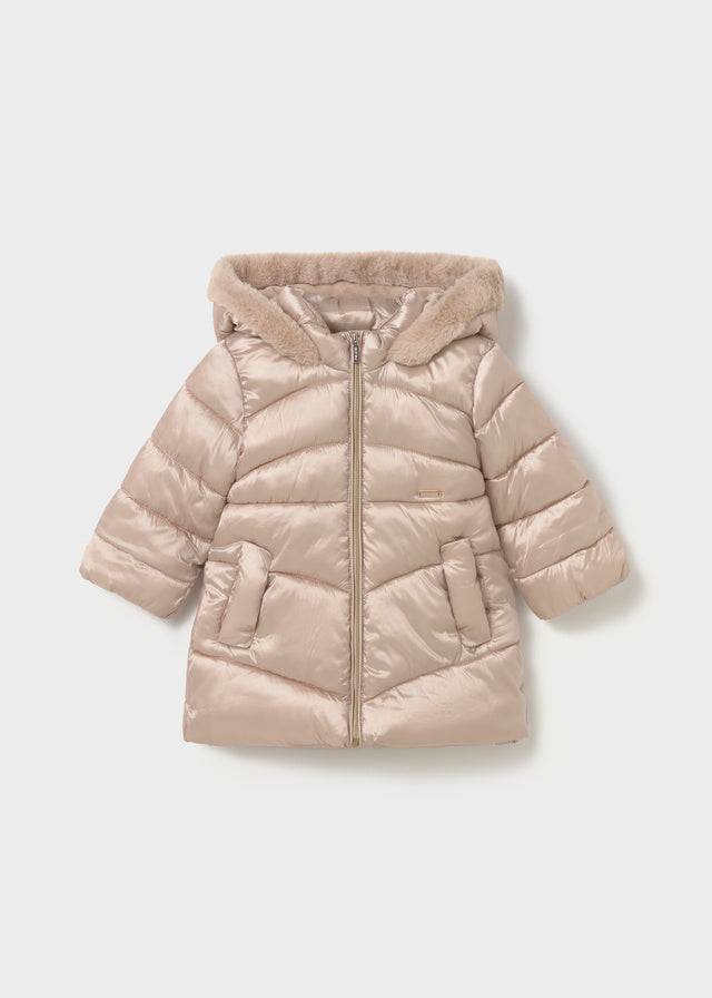 Mayoral Quilted Coat Faux Fur trim 2440