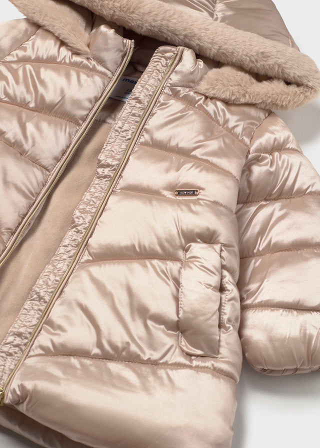 Mayoral Quilted Coat Faux Fur trim 2440