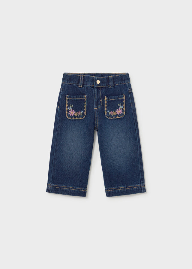 2554 Mayoral Embroidered Wide Leg Jeans | Girls Designer Denim | Little VIPS