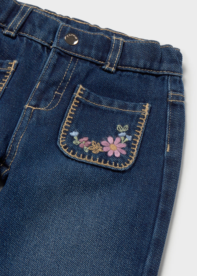2554 Mayoral Embroidered Wide Leg Jeans | Girls Designer Denim | Little VIPS
