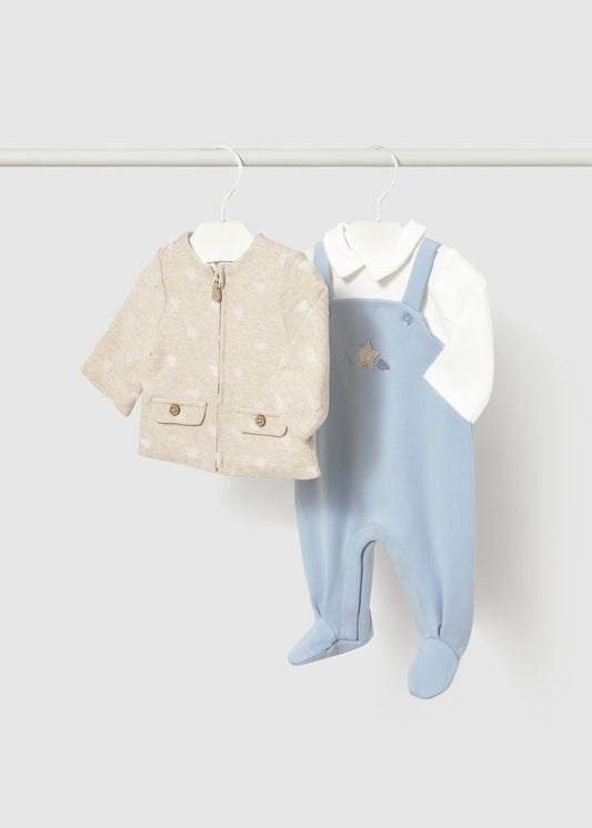 Mayoral 2657 Baby 3‑Piece Dungaree Set with Soft Jacket