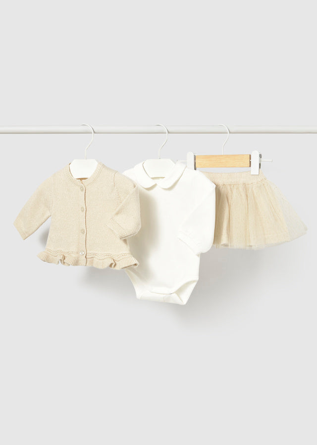 Mayoral Baby Girls Skirt Set 2811 | Red & Cream Outfit