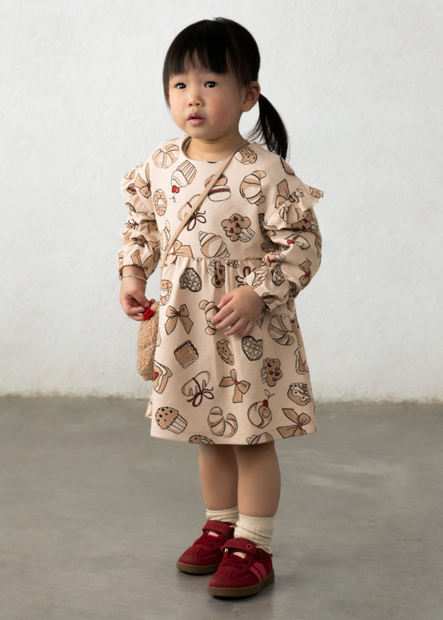 Mayoral Printed Soft Dress with cute bag accessory 2936