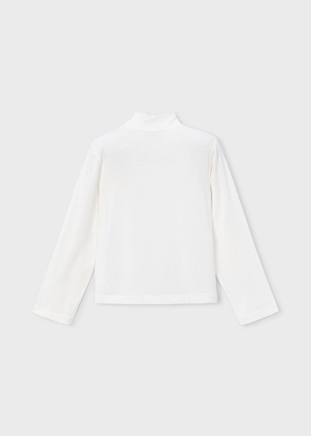4001 Mayoral Girl Applique Bow Turtle Neck Top
