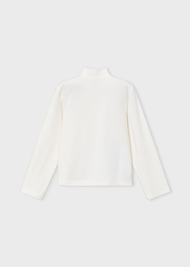 4001 Mayoral Girl Applique Bow Turtle Neck Top