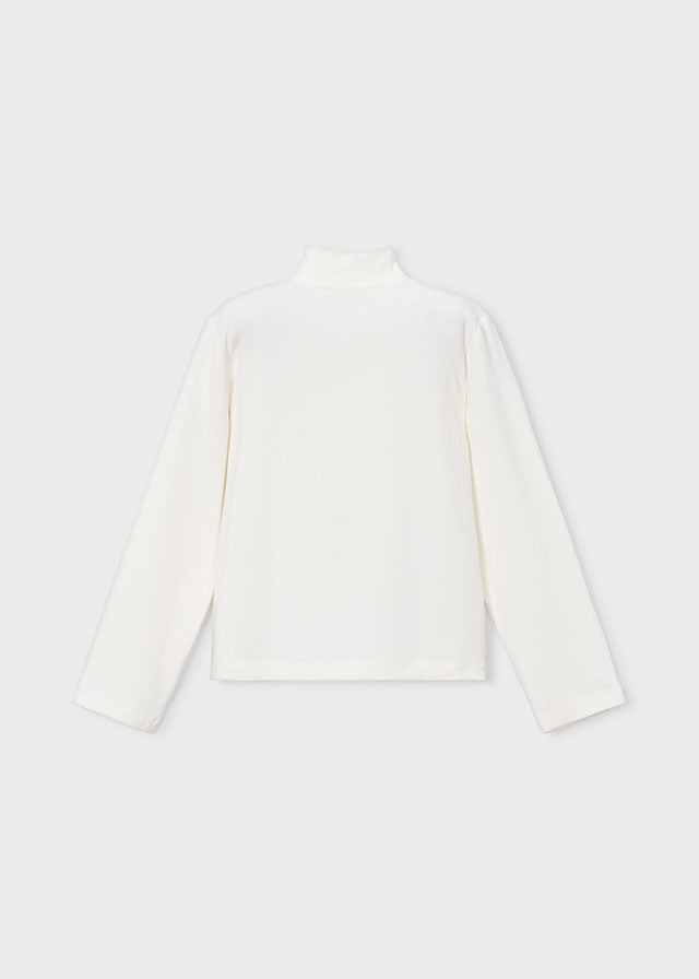 4001 Mayoral Girl Applique Bow Turtle Neck Top