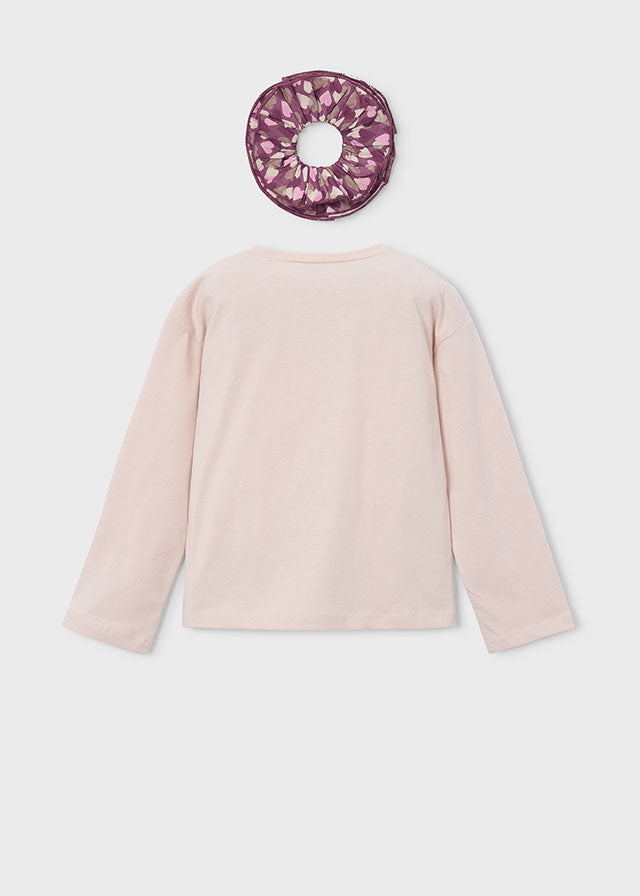 4028 Mayoral Long Sleeve Printed T-Shirt with Scrunchie